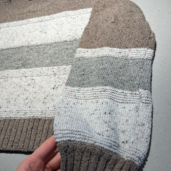 Lulus Snuggle Season Grey Multi Striped Balloon Sleeve Sweater - Picture 4 of 6